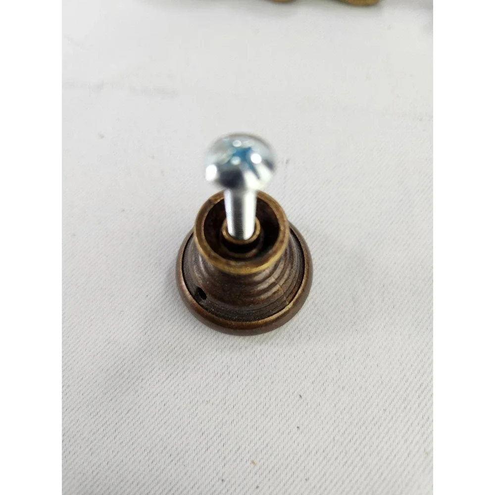 15 Vintage CABINET Knobs Pull Antique Brass Finish Drawer Round Handle